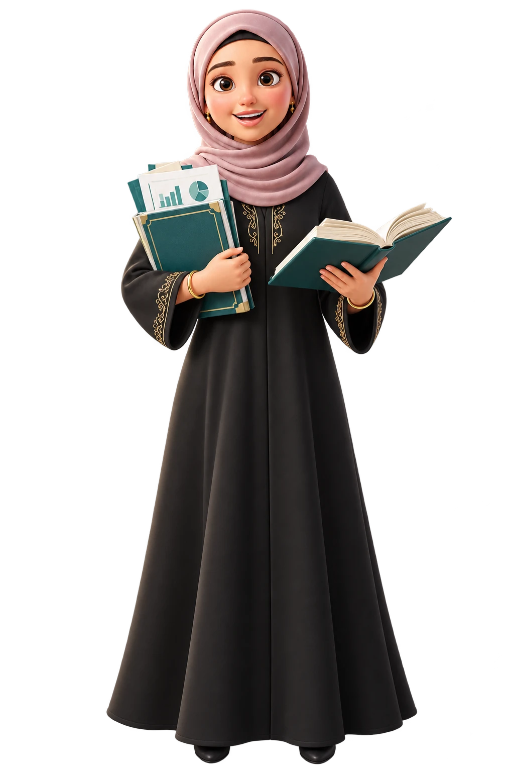 Teacher Injaz with a research report and books